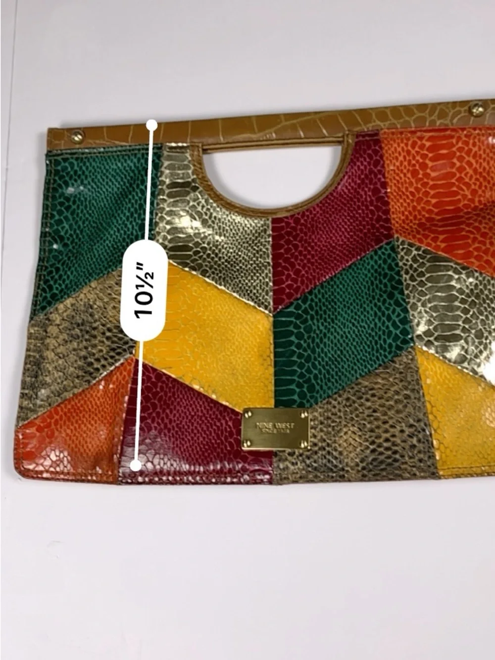 Vintage Nine West Patchwork Faux Snakeskin Clutch Purse Multicolor Y2K Bag